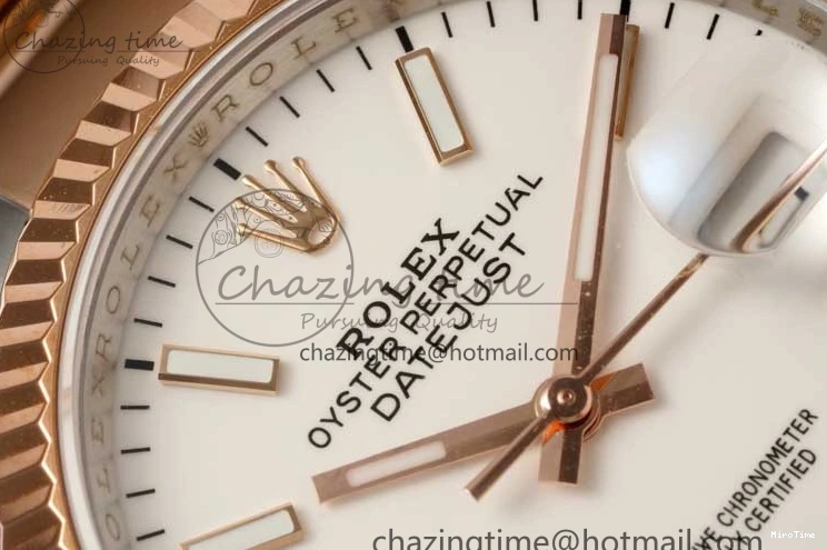 MiroTime 0508 Seasonal DateJust 36mm SS RG DIWF 1:1 Best Edition 904L Steel White Stick Dial on Jubilee Oyster SA 2306